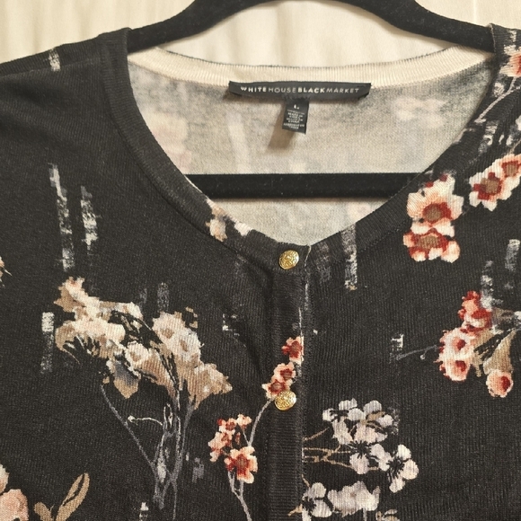 White House Black Market Black Floral Blouse - Picture 8 of 14